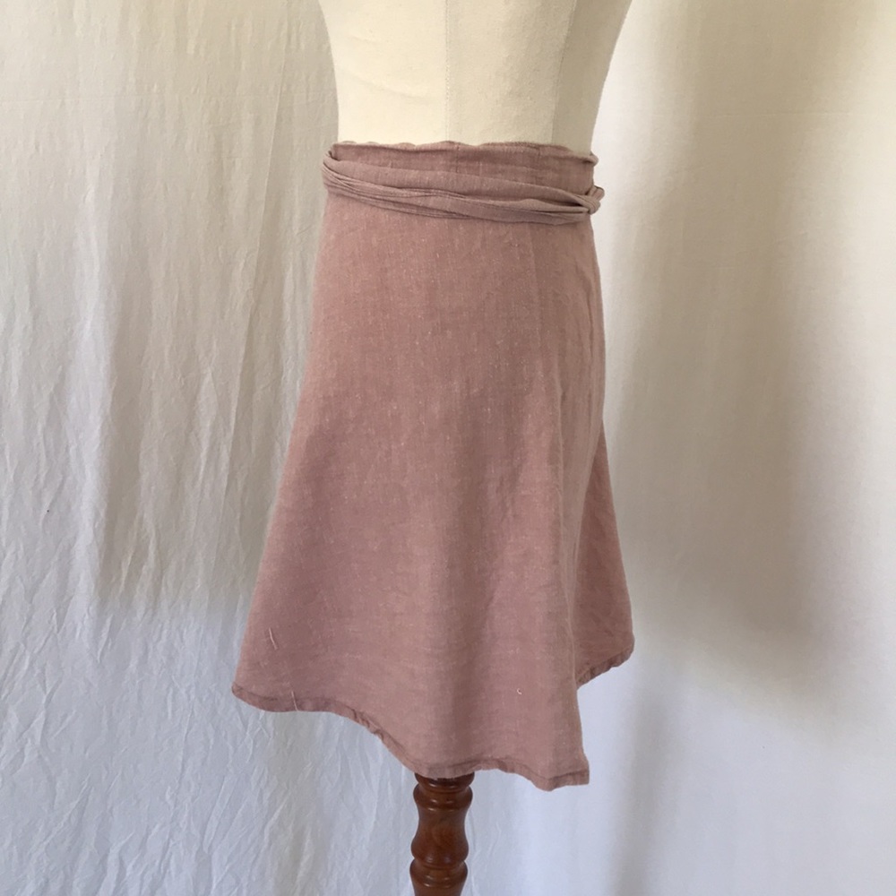 TREE OF LIFE womens 12 wrap skirt dusty pink hemp slubbed fabric made in Nepal - Picture 4 of 12